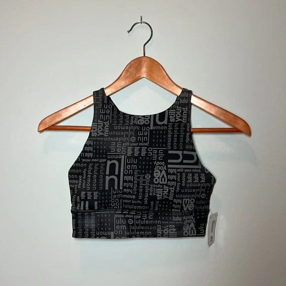 NWT Lululemon Energy High-Neck Longline Bra in Lululemon Ombre Black Multi SZ 4 - Picture 3 of 8